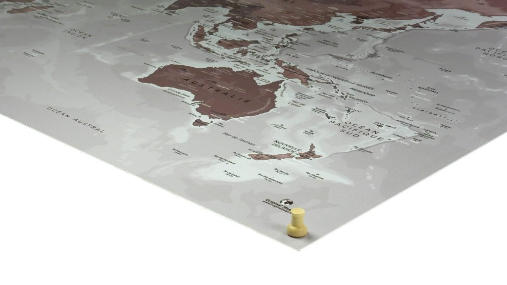 Carte du monde - Mappemonde - Punaises bois