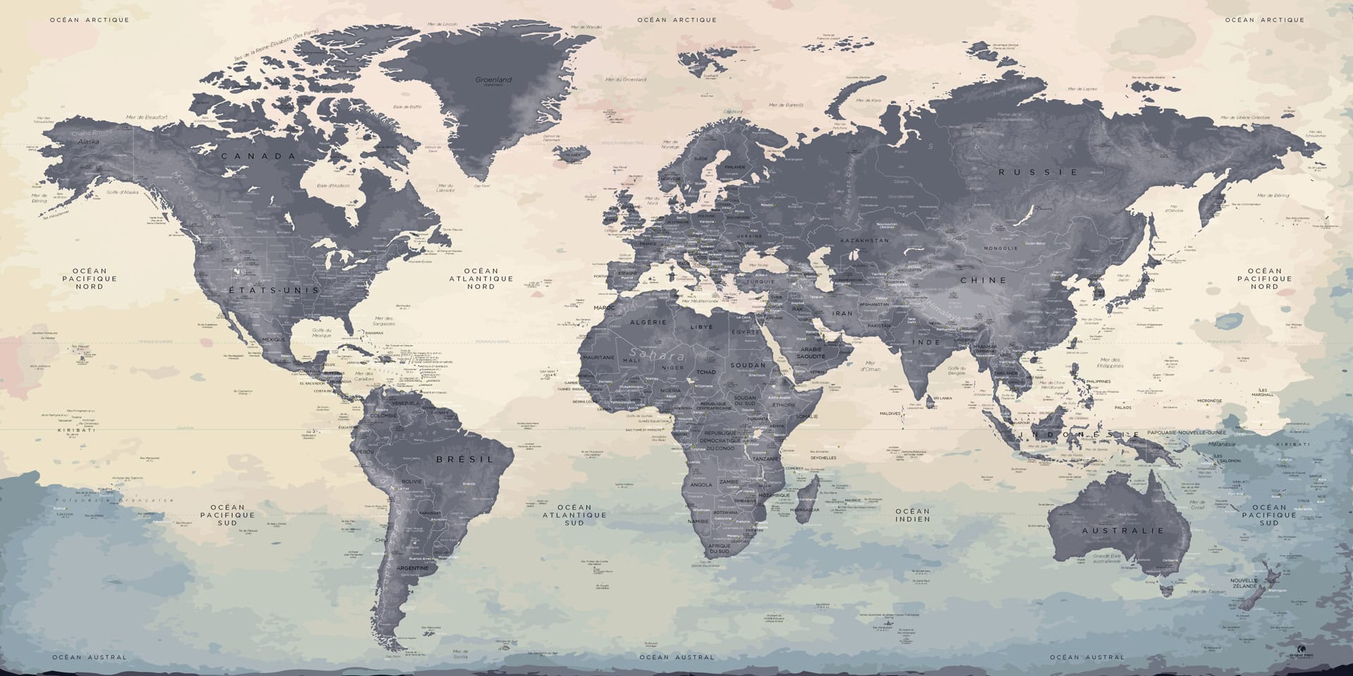 La carte du monde à épingler et ses punaises Voir nos formats