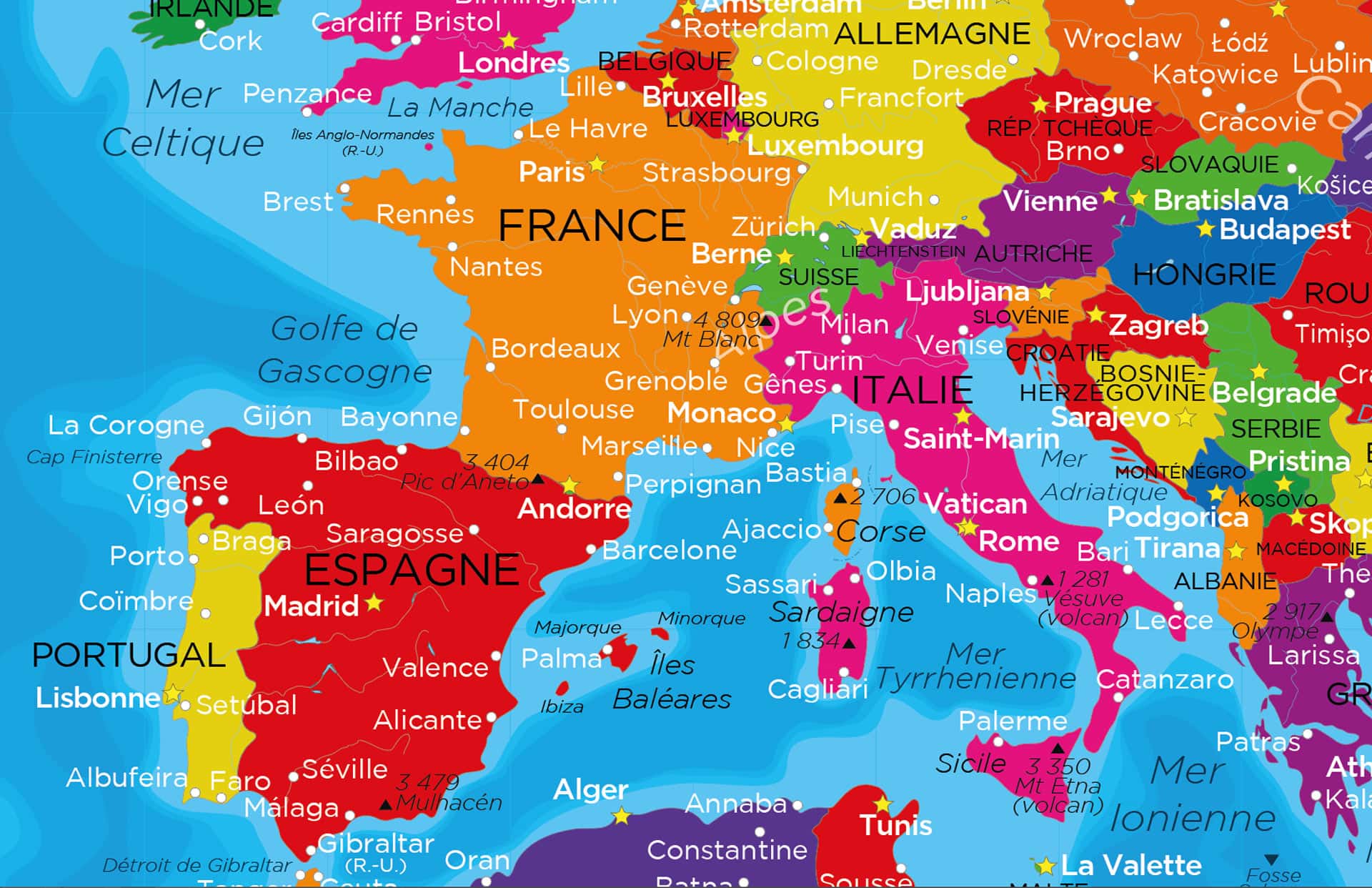Tableau carte du monde en français