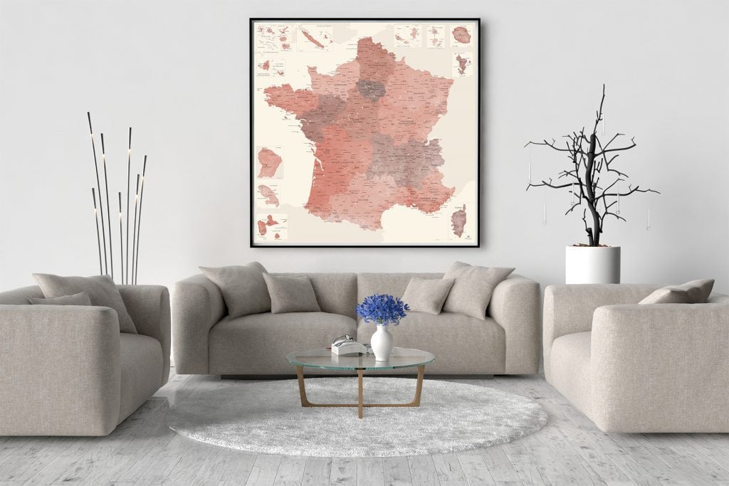 Carte de France Détaillée - Poster Affiche