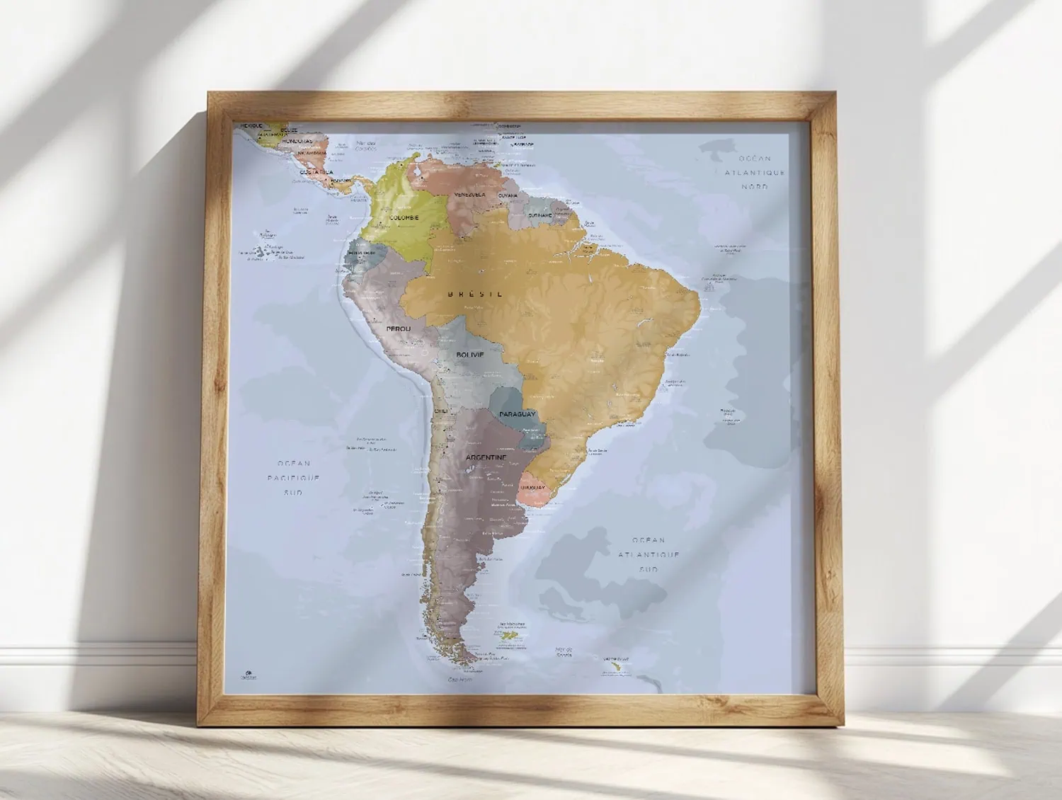 Carte Amérique Sud Cadre Bois
