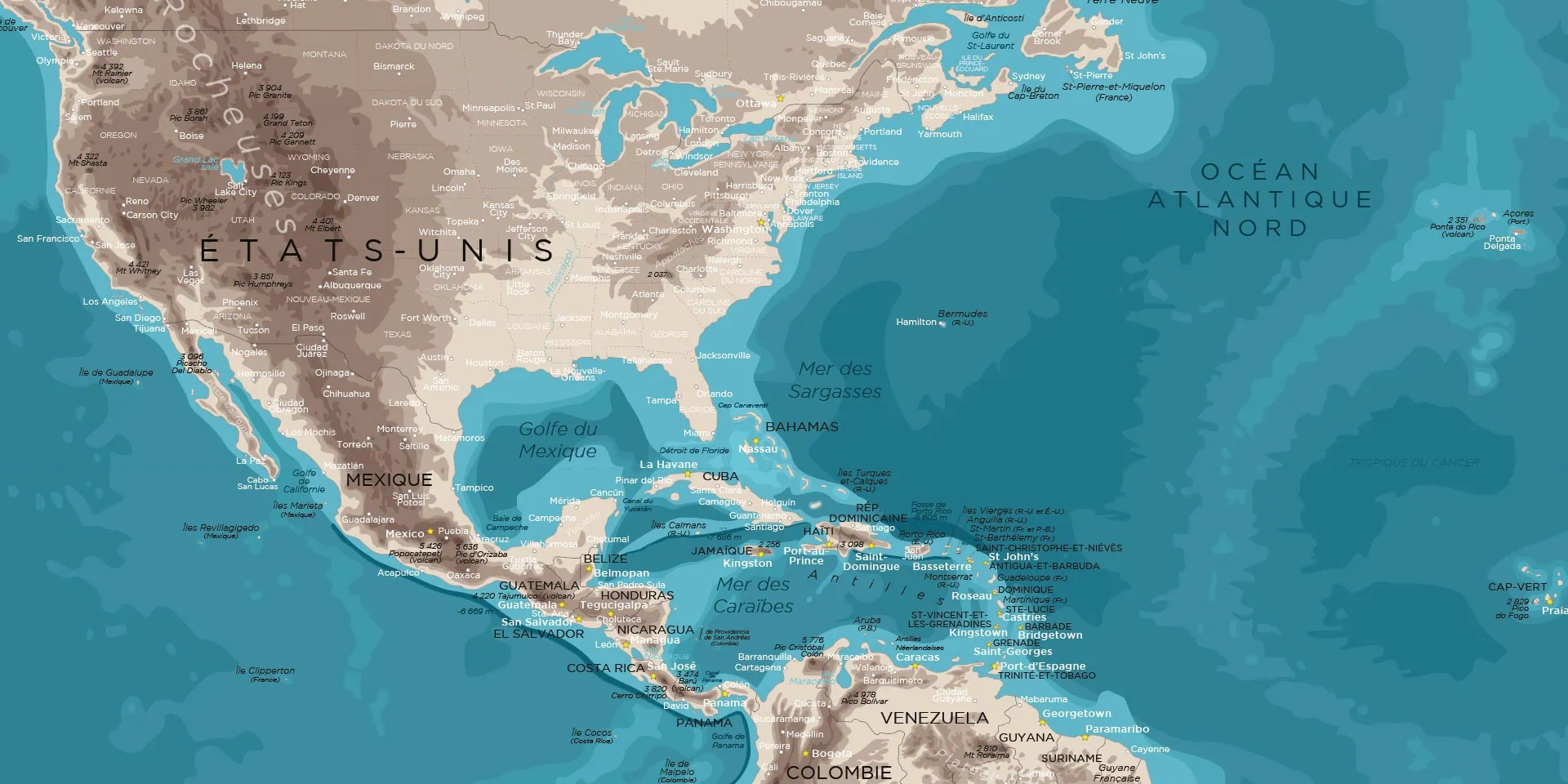 Continents et planisphère du monde, carte géographique illustrant les principales régions, pays, océans, mers et capitales pour une meilleure compréhension de la géographie mondiale.