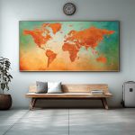 Planisphère tableau Vésuve – Carte du monde murale décorative Planisphère tableau Vésuve – Carte du monde murale décorative Image