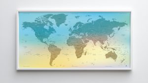 Carte du monde planisphère, carte mondiale avec continents, pays et océans pour décoration et apprentissage géographique.