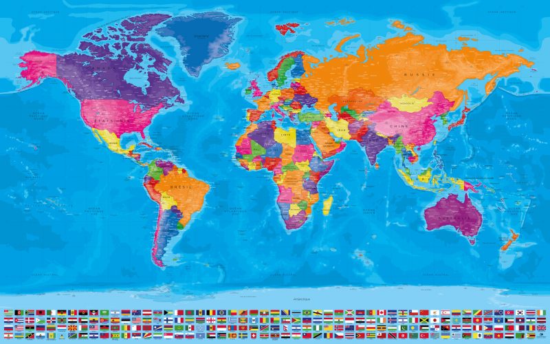 Carte Monde Drapeaux