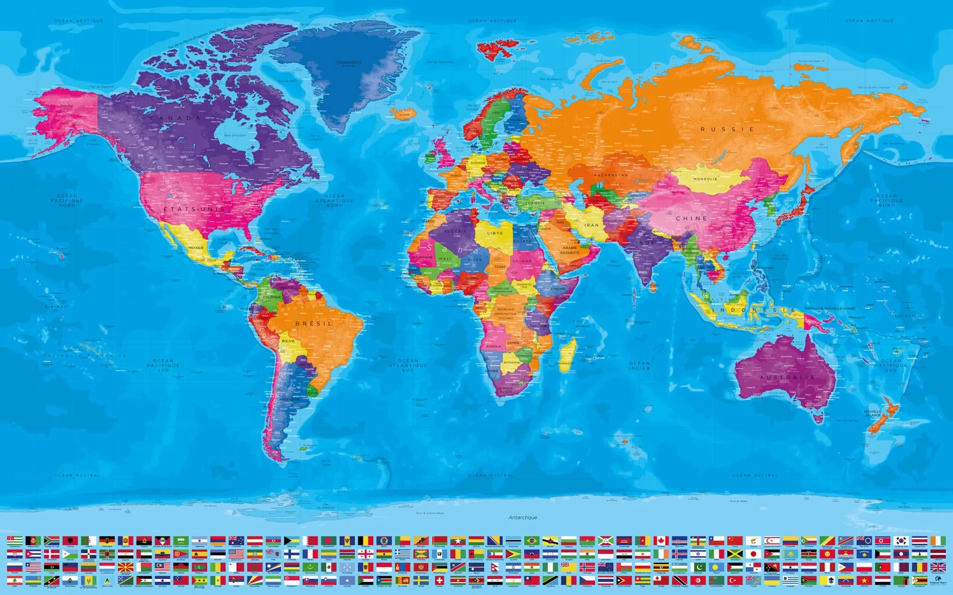 Carte Monde Drapeaux