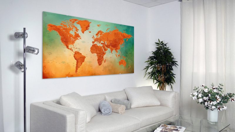 Mappemonde métallique en aluminium dibond – Image 24