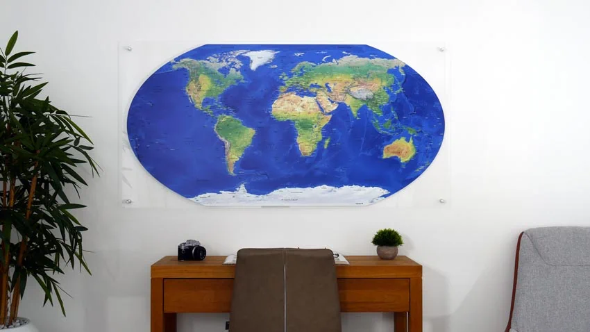 Carte-Monde-Winkel-Tripel ORIGINAL MAP® - LE PLEXIGLAS® TRANSPARENT