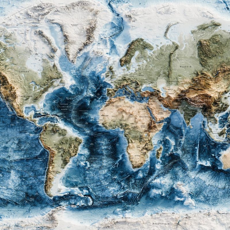 Carte Monde - Topographique