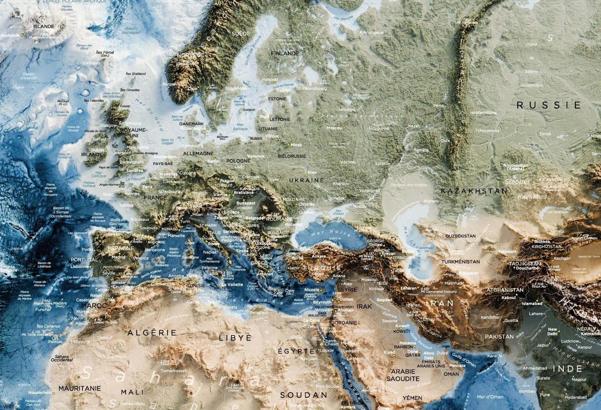 Carte Monde - Topographique