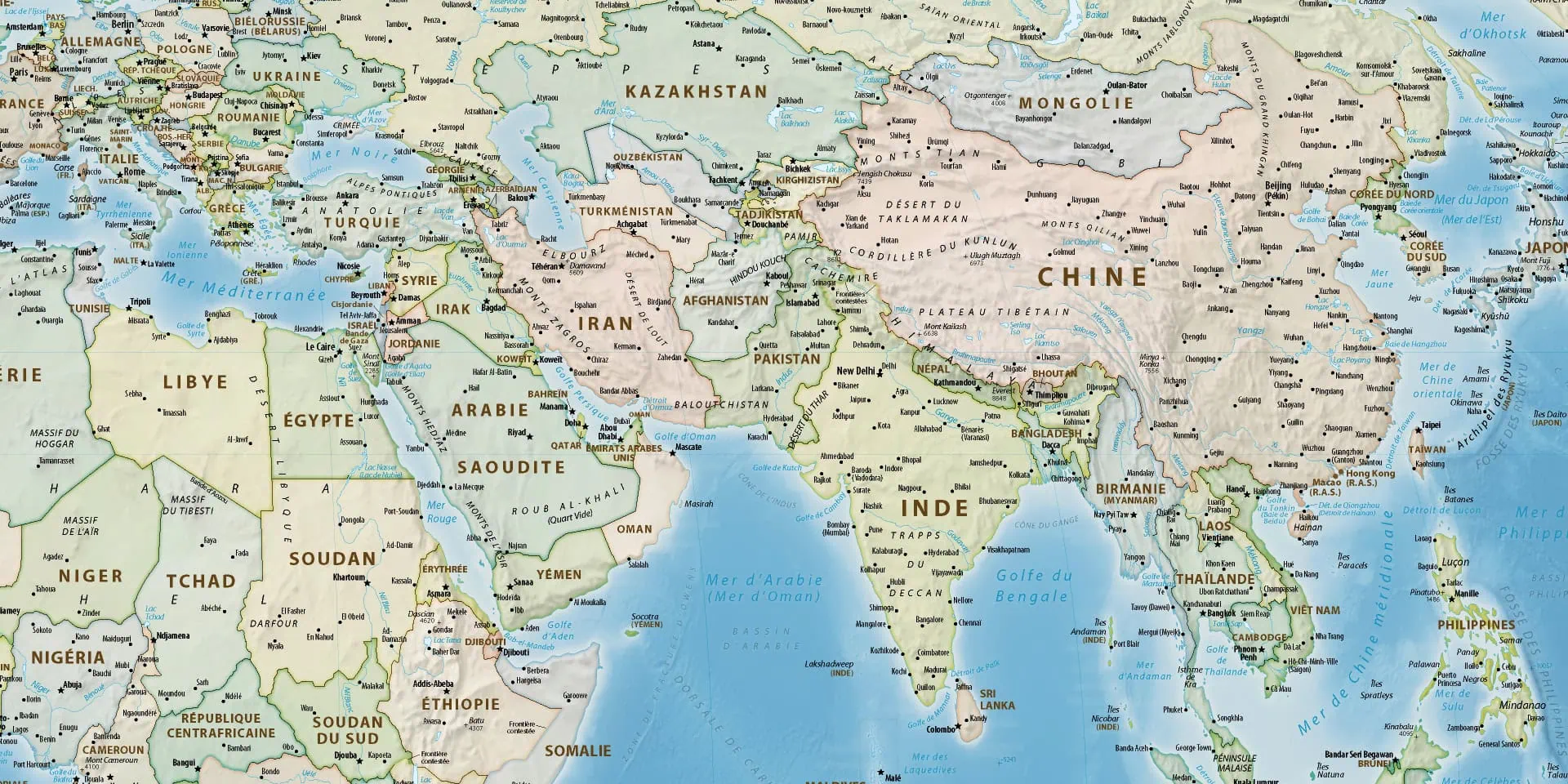 Planisphère – Equal Earth – Politique avec mers