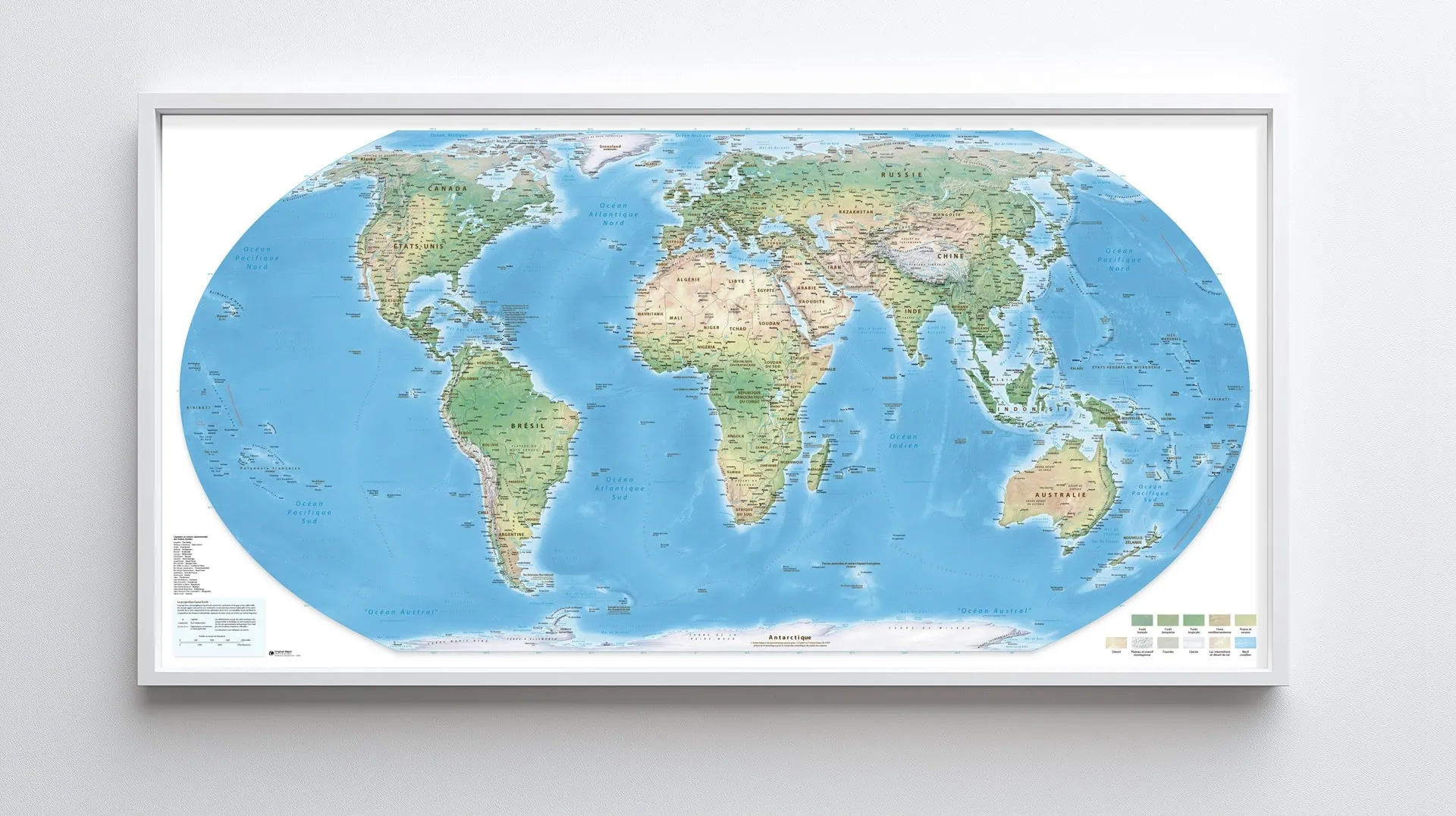 Mappemonde – Equal Earth – Physique et Politique
