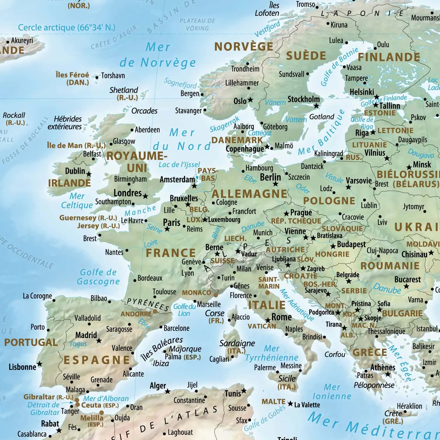 Mappemonde – Equal Earth – Physique et Politique