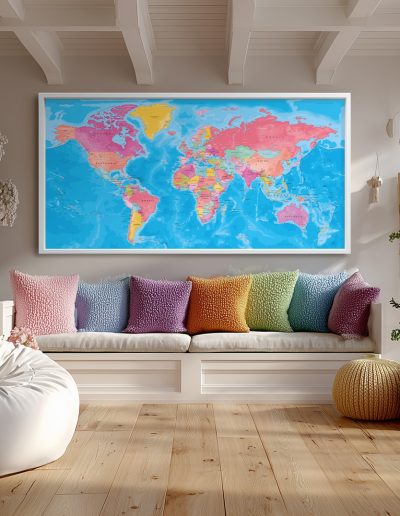 Carte Monde Couleur - Santorin