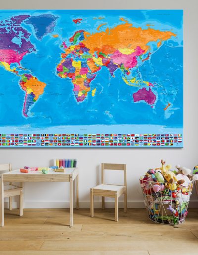 Carte Monde Enfant - Drapeaux
