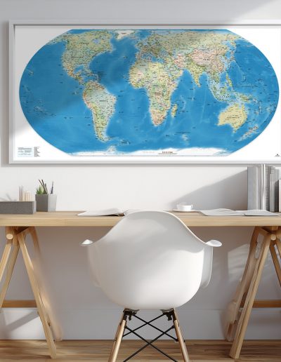 Planisphère – Equal Earth – Politique avec mers