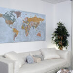Carte du Monde sur Toile Canvas avec Châssis Bois Carte du Monde sur Toile Canvas avec Châssis Bois Image