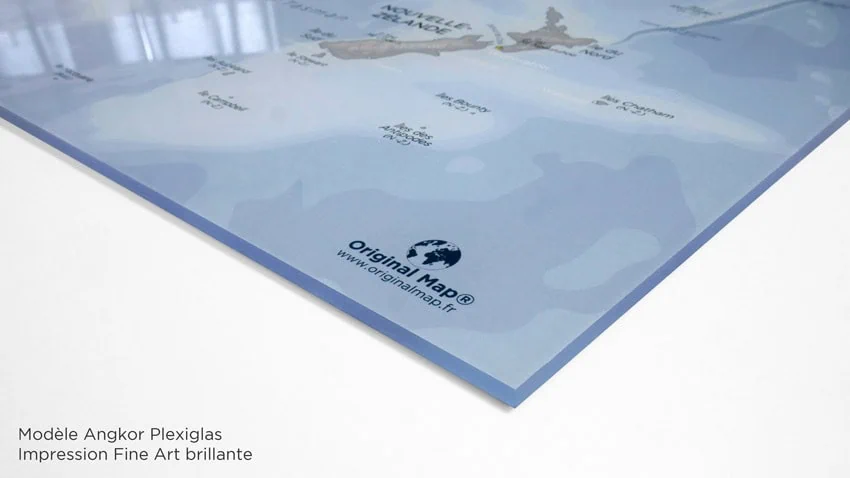 Dibond-Plexi-Photo-HD Carte-Monde-Toile-Canvas-Châssis-Bois